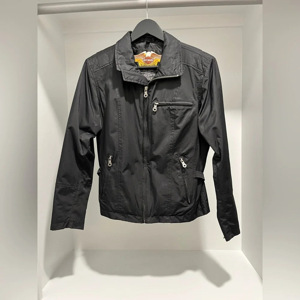 Vintage Harley Davidson Embroidered Lined Nylon Riding Jacket Womens Size Xs